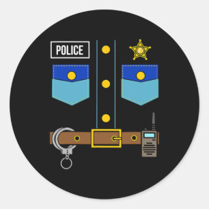 Politie Uniform Kostuum Cool Easy Halloween Politi Ronde Sticker