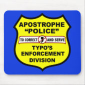 Politie van Grammar Apostrophe Mousepad Muismat (Voorkant)