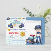 Politie Verjaardag Foto uitnodiging (Staand voorkant)