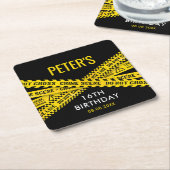 Politie Verjaardag met Gele Misdaad Scene Tapes Kartonnen Onderzetters (Schuin)