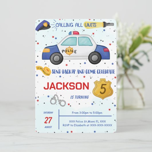 Politie Verjaardag Uitnodiging (Staand voorkant)