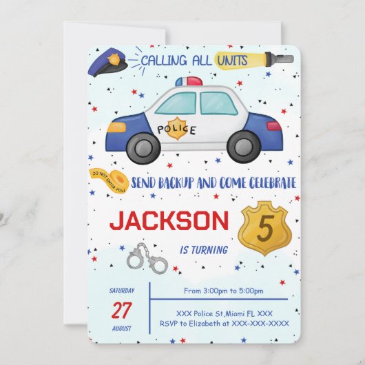 Politie Verjaardag Uitnodiging (Voorkant)
