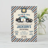 Politie Verjaardag Uitnodiging / Retro Politiewage (Staand voorkant)