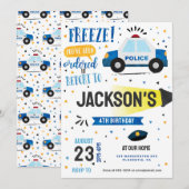 Politie Verjaardagsfeestje Cops & Robbers Politiem Kaart (Voorkant / Achterkant)