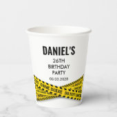 Politie Verjaardagsfeestje met Gele Politie Lijn Papieren Bekers (Achterkant)