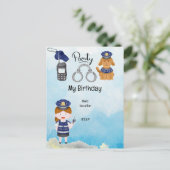 Politie Verjaardagsfeestje Save the date Briefkaart (Staand voorkant)