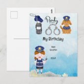 Politie Verjaardagsfeestje Save the date Briefkaart (Voorkant / Achterkant)