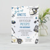 Politie verjaardagsfeestje uitnodiging - Politieag (Staand voorkant)