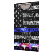 Politie verlicht dun blauwe lijnvlag klembord (Links)