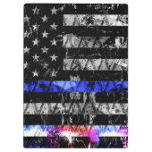 Politie verlicht dun blauwe lijnvlag klembord (Achterkant)