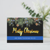 Politie Vrolijke Kerstmis Wetshandhaving Bedankkaart (Staand voorkant)