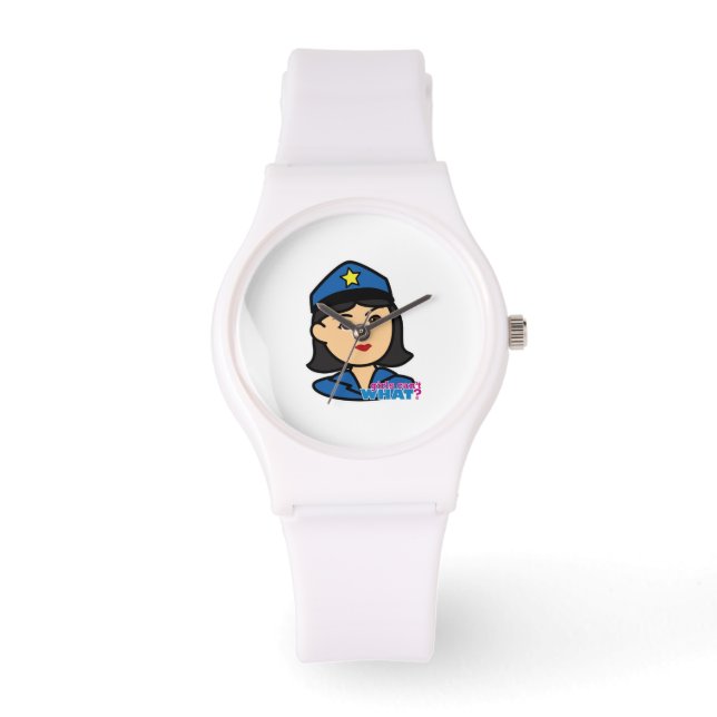 Politie Vrouw Hoofdmiddel Horloge (Voorkant)