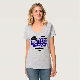 Politie Vrouw Thin Blue Line Hart Vrouwen T-shirt