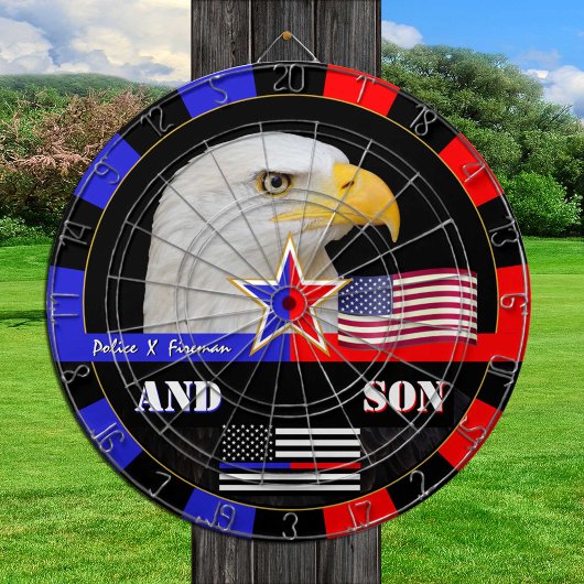 Politie vs Brandweerman & Dunne Blauwe/Rode Lijn,  Dartbord