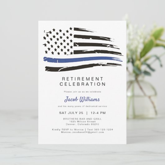 Politie Waterverf met blauwe lijn Vlag I Kaart (Staand voorkant)