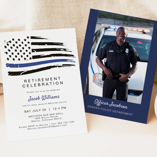 Politie Waterverf met blauwe lijn Vlag I Kaart