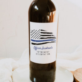 Politie Waterverf met blauwe lijn Vlag Pensioen C Wijn Etiket