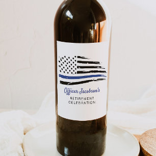 Politie Waterverf met blauwe lijn Vlag Pensioen C Wijn Etiket