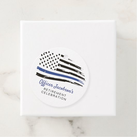 Politie Waterverf met blauwe lijn Vlag pensioen E Bedankjes Labels (In situ)