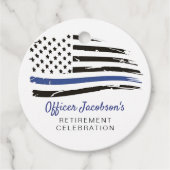 Politie Waterverf met blauwe lijn Vlag pensioen E Bedankjes Labels (Voorkant)