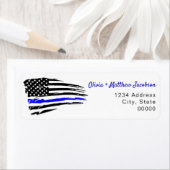 Politie Waterverf met blauwe lijnvlag Etiket (Insitu)