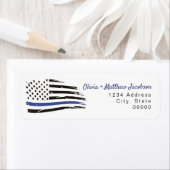 Politie Waterverf met blauwe lijnvlag Etiket (Insitu)