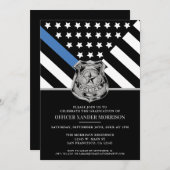 Politie Wetshandhaving Afstuderen Blauwe Lijn Vlag Kaart (Voorkant / Achterkant)