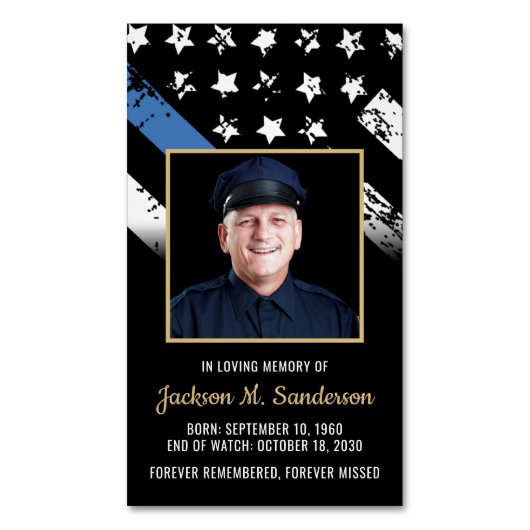 Politie Wetshandhaving Begrafenis Foto Gebed Kaart Magnetisch Visitekaartje (Voorkant Verticaal)