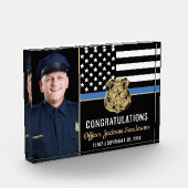 Politie wetshandhaving pensioen blauwe lijn foto (Links)