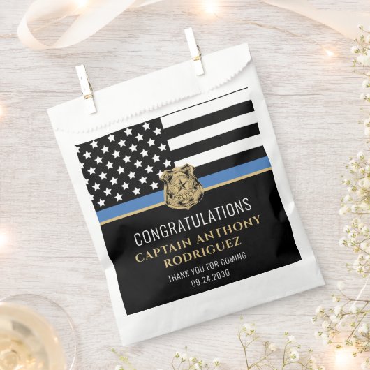 Politie wetshandhaving pensioen dunne blauwe lijn bedankzakje (Geknipt)