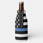 Politie wetshandhaving pensioen dunne blauwe lijn flesjeskoeler (Fles Achterkant)