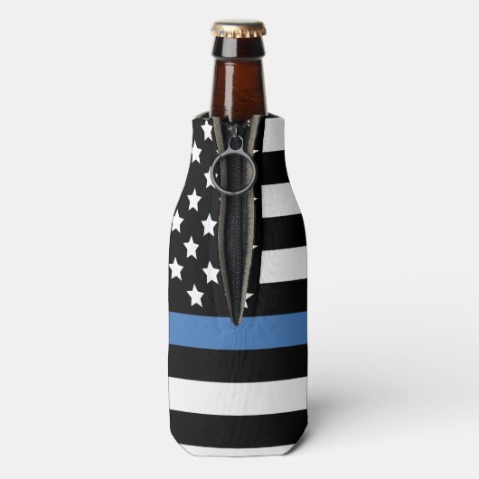Politie wetshandhaving pensioen dunne blauwe lijn flesjeskoeler (Fles Achterkant)