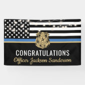 Politie wetshandhaving pensioen dunne blauwe lijn spandoek (Horizontaal)