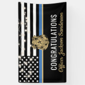 Politie wetshandhaving pensioen dunne blauwe lijn spandoek (Verticaal)