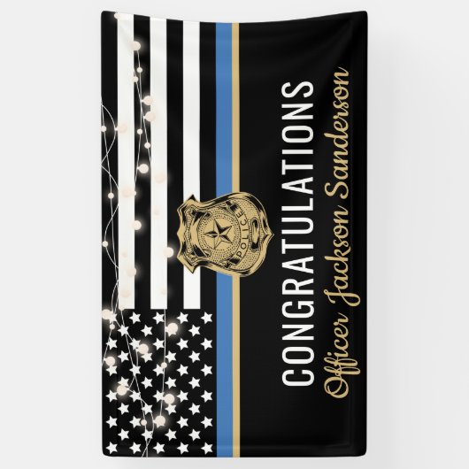 Politie wetshandhaving pensioen dunne blauwe lijn spandoek (Verticaal)