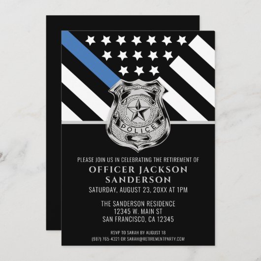 Politie Wetshandhaving Pensioen Partij Officier Kaart (Voorkant / Achterkant)