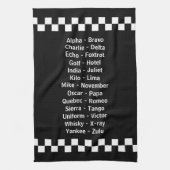 Politie zendt fonetisch noodalfabet uit theedoek (Verticaal)