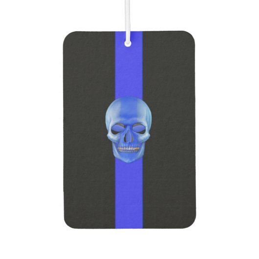 Politieaanhanger Thin Blue Line Skull Luchtverfrisser (Voorkant)