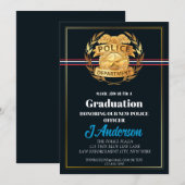 Politieacademie Afstuderen met gouden badge schild Kaart (Voorkant / Achterkant)