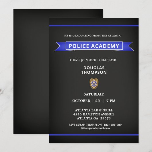 Politieacademie Afstuderen uitnodiging tot hoofdbo (Voorkant / Achterkant)