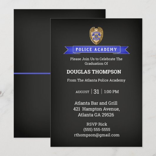 Politieacademie Afstuderen uitnodiging tot hoofdbo (Voorkant / Achterkant)