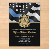 Politieacademie Afstuderen wetshandhavingsvlag Acryl Uitnodigingen (Voorkant)