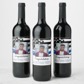 Politieacademie Foto Thin Blue Line Wijn Etiket (Flessen)