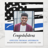 Politieacademie Foto Thin Blue Line Wijn Etiket (Enkel label)