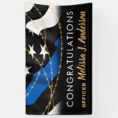 Politieacademie Gold Thin Blue Line Spandoek (Verticaal)