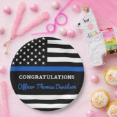 Politieacademie Modern Thin Blue Line Flag Papieren Bordje (Feest)