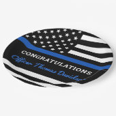 Politieacademie Modern Thin Blue Line Flag Papieren Bordje (Gekanteld)