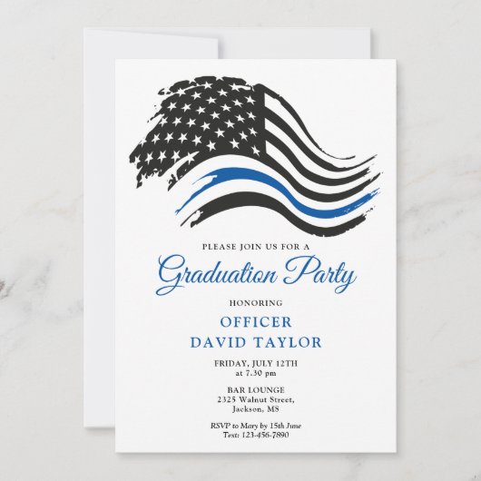 Politieacademie Thin Blue Line Flag Kaart (Voorkant)