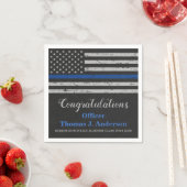 Politieacademie Thin Blue Line Flag Napkin Servet (Insitu)