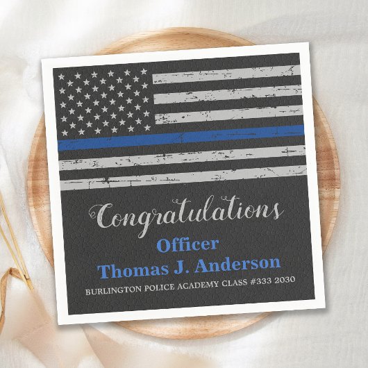 Politieacademie Thin Blue Line Flag Napkin Servet